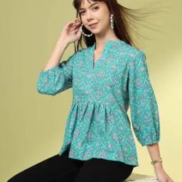 Women Floral Print Regular Fit Peplum Top-picture-19