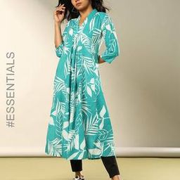 Women Leaf Print A-Line Kurta-picture-13