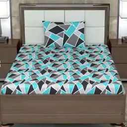 144 TC Geometric Print Single Bedsheet with Pillow Covers-46