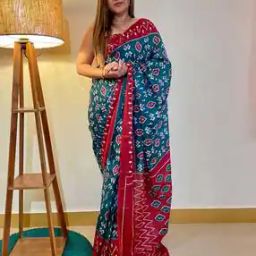 Women Ikat Print Cotton Saree-image-73