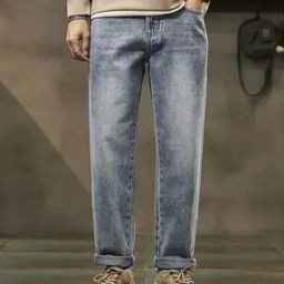 Men Lightly Washed Relaxed Fit Jeans-image-57