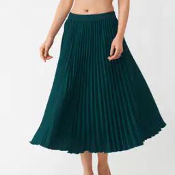 Pleated Flared Skirt with Elasticated Waist-image-36