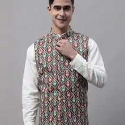 Geometric Print Nehru Jacket-8