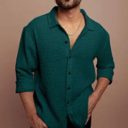 Men Regular Fit Shirt with Spread Collar-image-8