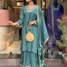 Embroidery Flared Kurta Set-image-10