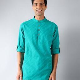 fabindia Men Geometric Print Slim Fit Kurta with Insert Pocket-picture-36