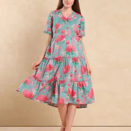Women Floral Print A-Line Dress-picture-37