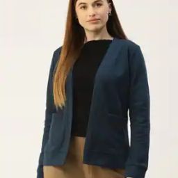 Women Front-Open Regular Fit Shrug with Patch Pockets-11