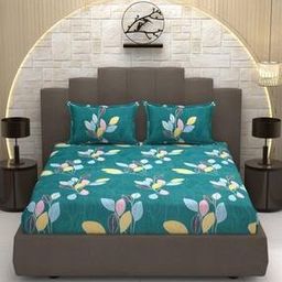 240 TC Floral Print Double Bed Bedsheet with Pillow Covers-image-33
