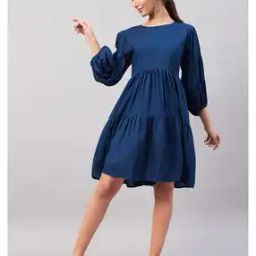 Round-Neck Fit & Flare Dress-image-34