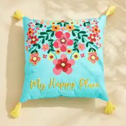 Embroidered Square-Shaped Cushion Cover 16" X 16"-image-68