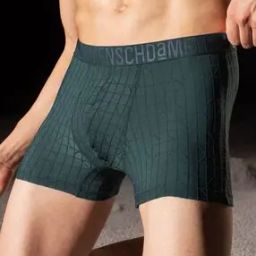 Men Embroidered Trunks with Elasticated Waistband-image-1