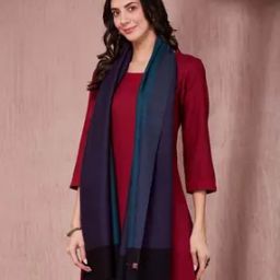 Women Colourblock Stole with Frayed Hem-image-8