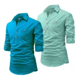 Men Slim Fit Short Kurta with Mandarin Collar-picture-36