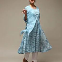 biba Women Printed Straight Kurta with Overlay-picture-16