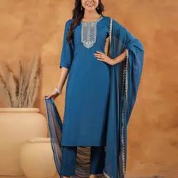 janasya Women Embellished & Embroidery Straight Kurta Set-picture-16