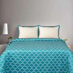 Geometric Woven Cotton King-Size Bedsheet with Pillow Covers-image-74