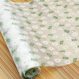 Yellow Weaves Green Floral Water Resistant Shelf Liner Organiser-33