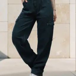 Shein Full Length Straight Fit Cargo Jeans With Pockets-image-64