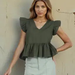 Shein Cap Sleeves Short Relaxed Fit Peplum Top-image-74