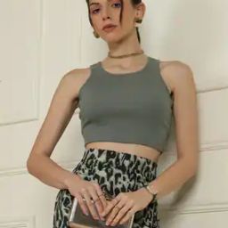 Shein Casual Ribbed Sleeveless Crop Tank Top-image-68