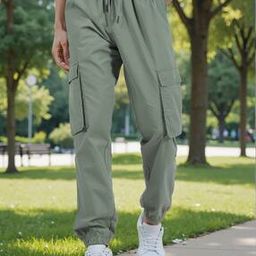 Shein Ankle Length Cargo Joggers with Pockets-image-65