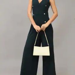 Shein Sleeveless Mock Wrap Button Detail Jumpsuit-image-77