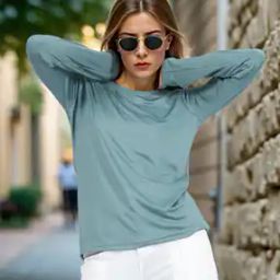 Shein Medium Length Full Sleeves Relaxed Fit Tshirt-image-114