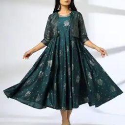 Women Floral Print Dress with Jacket-image-37