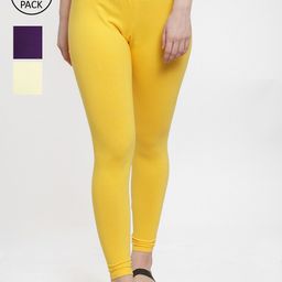 GRACIT Women Pack Of 3 Solid Ankle-Length Leggings-image-86