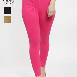 GRACIT Women Pack Of 3 Solid Ankle-Length Leggings-image-93