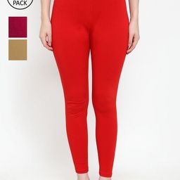 GRACIT Women Pack Of 3 Solid Ankle-Length Leggings-image-80