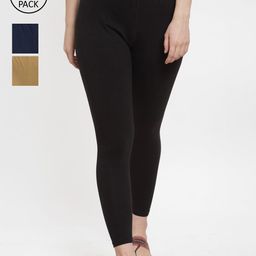 GRACIT Women Pack Of 3 Solid Ankle-Length Leggings-image-103