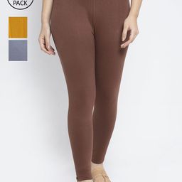 GRACIT Women Cotton Ankle Length Leggings Pack Of 3-image-101
