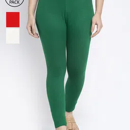 GRACIT Women Pack Of 3 Cotton Lycra Solid Ankle-Length Leggings-picture-37