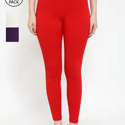 Jinfo Women Pack Of 3 Solid Super Combod Cotton Lycra Ankle-Length Leggings-picture-5