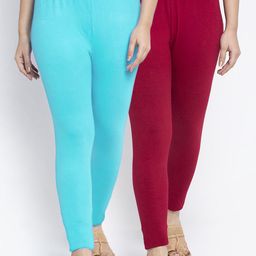Jinfo Women Pack Of 2 Solid Ankle-Length Leggings-image-16