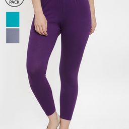 GRACIT Women Cotton Ankle Length Leggings Pack Of 3-image-119