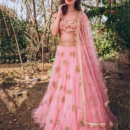 ODETTE Embellished Sequinned Semi-Stitched Lehenga & Unstitched Blouse With Dupatta-image-0