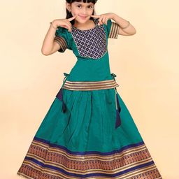 BAESD Girls Embellished Puffed Sleeves Zari Ready to Wear Lehenga Choli-image-88