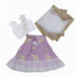 BAESD Girls Embroidered Thread Work Ready to Wear Lehenga & Blouse With Dupatta-image-13