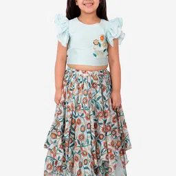 LIL DRAMA Girls Embroidered Ready to Wear Lehenga Choli set-picture-15