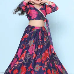 Bitiya by Bhama Girls Printed Gotta Patti Ready to Wear Lehenga With Blouse-picture-21