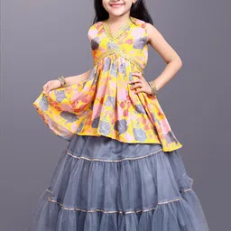 BAESD Girls Printed V-Neck Net Ready to Wear Lehenga Choli-image-72