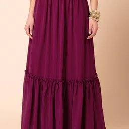 INDYA Embellished Waist Tiered Lehenga Skirt-picture-43