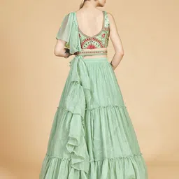 Fusionic Embroidered Mirror Work Semi-Stitched Lehenga & Blouse With Dupatta image 3