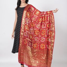 MUFFLY Woven Design Bandhani Dupatta-29