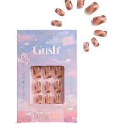 Pack of 8 Nailed It Reusable Luxury Press On Nails - Brown Cat Eye Small to Medium Squoval-30