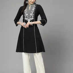 Nayam By Lakshita Women Ethnic Motifs Embroidered Regular Linen Kurta with Palazzos-32