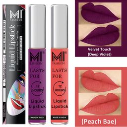 MI FASHION Set of 2 Smudge Free Matte Finish Moisturizing Liquid Lipstick - Purple & Pink-image-95